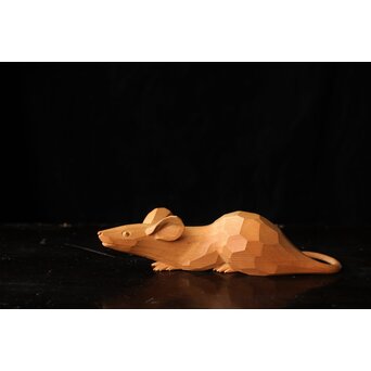 佐藤玄々/朝山 木彫【鼡】共箱　 X467