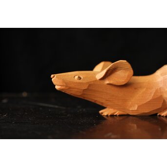 佐藤玄々/朝山 木彫【鼡】共箱　 X467 