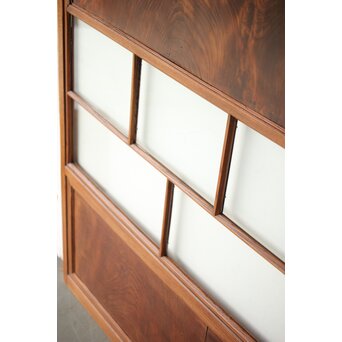 クリアと緑色ガラスの堅木建具 2枚1組　GD0237Y 