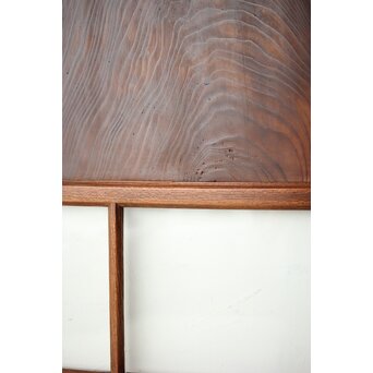 クリアと緑色ガラスの堅木建具 2枚1組　GD0237Y 