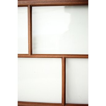 クリアと緑色ガラスの堅木建具 2枚1組　GD0237Y 