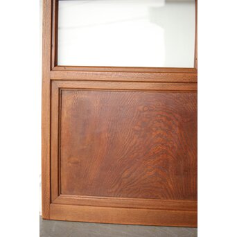 クリアと緑色ガラスの堅木建具 2枚1組　GD0237Y 