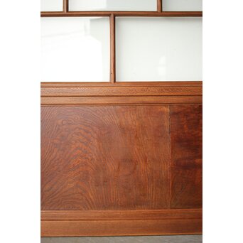 クリアと緑色ガラスの堅木建具 2枚1組　GD0237Y 