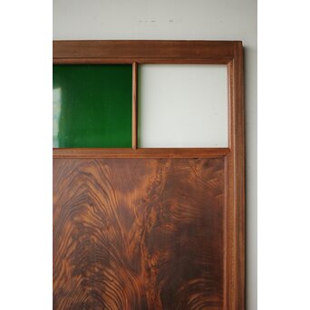 クリアと緑色ガラスの堅木建具 2枚1組　GD0237Y 