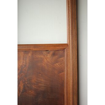 クリアと緑色ガラスの堅木建具 2枚1組　GD0237Y 