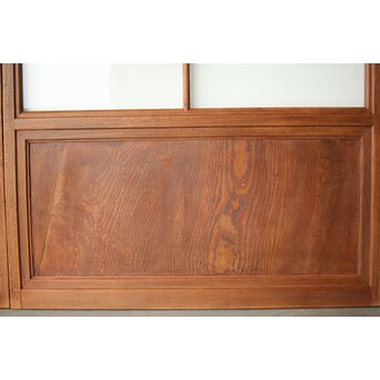 クリアと緑色ガラスの堅木建具 2枚1組　GD0237Y 