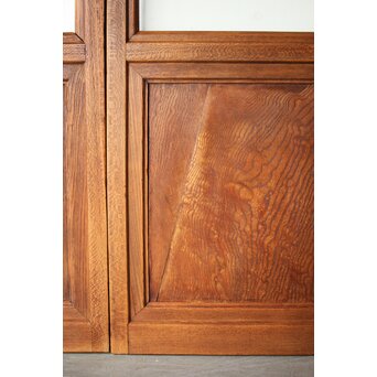 クリアと緑色ガラスの堅木建具 2枚1組　GD0237Y 