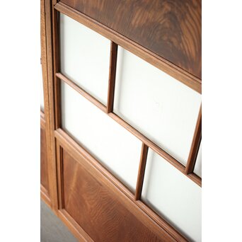 クリアと緑色ガラスの堅木建具 2枚1組　GD0237Y 