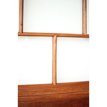 クリアと緑色ガラスの堅木建具 2枚1組　GD0237Y 