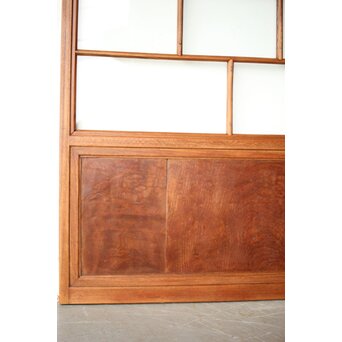 クリアと緑色ガラスの堅木建具 2枚1組　GD0237Y 