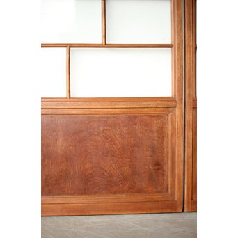 クリアと緑色ガラスの堅木建具 2枚1組　GD0237Y 