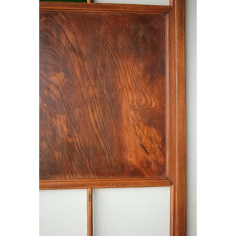 クリアと緑色ガラスの堅木建具 2枚1組　GD0237Y 