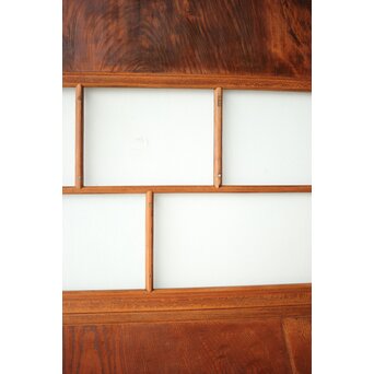 クリアと緑色ガラスの堅木建具 2枚1組　GD0237Y 