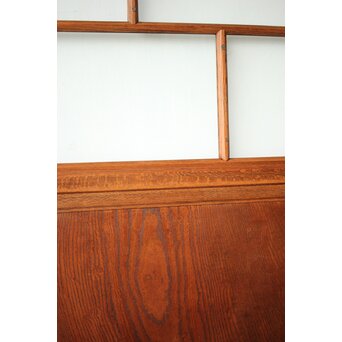 クリアと緑色ガラスの堅木建具 2枚1組　GD0237Y 