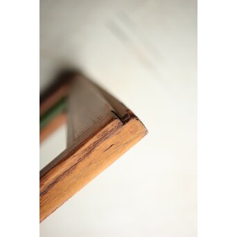 クリアと緑色ガラスの堅木建具 2枚1組　GD0237Y 