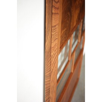 クリアと緑色ガラスの堅木建具 2枚1組　GD0237Y 