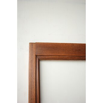 クリアと緑色ガラスの堅木建具 2枚1組　GD0237Y 