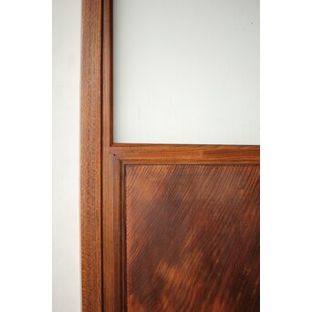 クリアと緑色ガラスの堅木建具 2枚1組　GD0237Y 