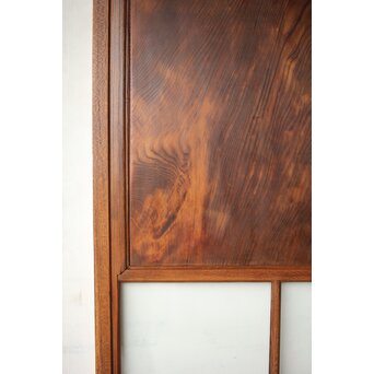 クリアと緑色ガラスの堅木建具 2枚1組　GD0237Y 