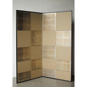 市松 銀張 二曲屏風 一隻　Z536