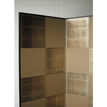 市松 銀張 二曲屏風 一隻　Z536 