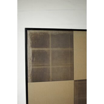 市松 銀張 二曲屏風 一隻　Z536 