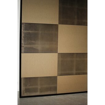 市松 銀張 二曲屏風 一隻　Z536 