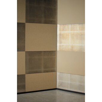 市松 銀張 二曲屏風 一隻　Z536 