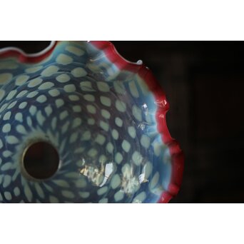 フリル赤水玉文電笠　A483 