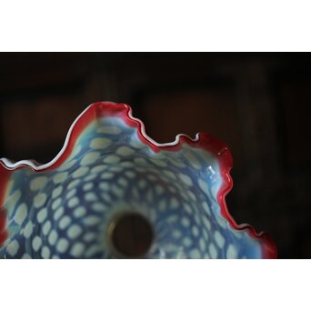 フリル赤水玉文電笠　A483 