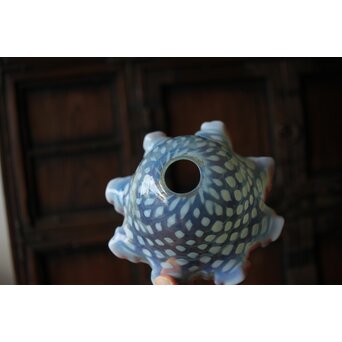 フリル赤水玉文電笠　A483 