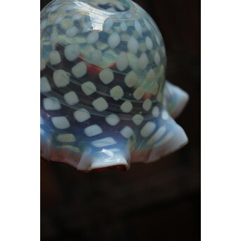 フリル赤水玉文電笠　A483 