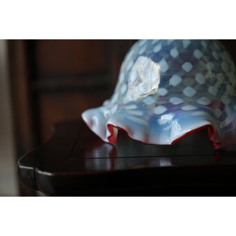 フリル赤水玉文電笠　A483 