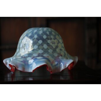 フリル赤水玉文電笠　A483 