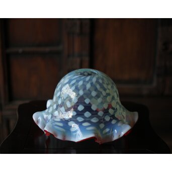 フリル赤水玉文電笠　A483 