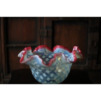 フリル赤水玉文電笠　A483 