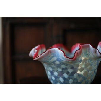 フリル赤水玉文電笠　A483 