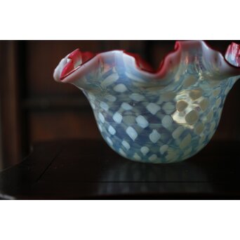 フリル赤水玉文電笠　A483 