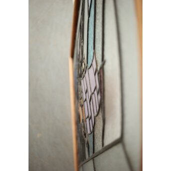 帆船 ステンドグラス 窓　GD0240 多少膨らむように　歪んでいます