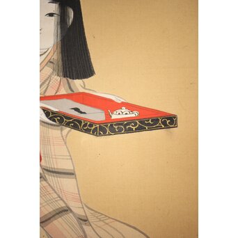 倣 河鍋暁翠 美人画 掛軸　Z539 