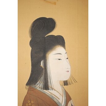 倣 河鍋暁翠 美人画 掛軸　Z539 