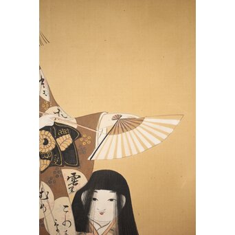 倣 河鍋暁翠 美人画 掛軸　Z539 