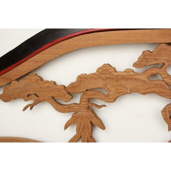 欅 寺院欄間 松竹木彫欄間　R0432 