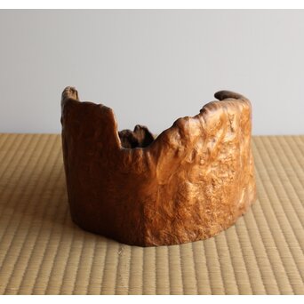 瘤木 自然木の刳貫瓶掛/煎茶盆 2枚1組　X469 