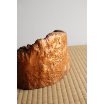 瘤木 自然木の刳貫瓶掛/煎茶盆 2枚1組　X469 