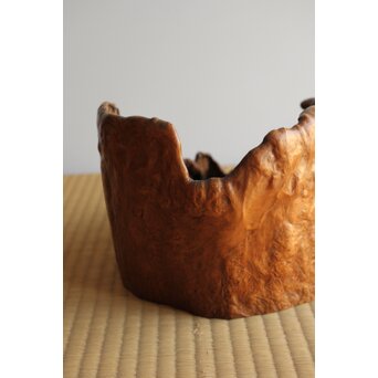 瘤木 自然木の刳貫瓶掛/煎茶盆 2枚1組　X469 