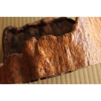 瘤木 自然木の刳貫瓶掛/煎茶盆 2枚1組　X469 