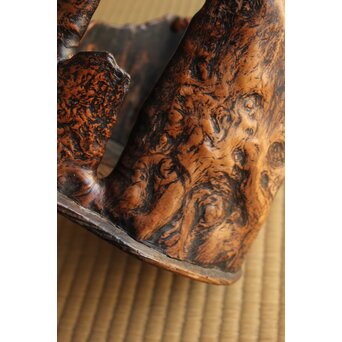 瘤木 自然木の刳貫瓶掛/煎茶盆 2枚1組　X469 