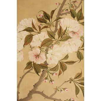 湖南画 桜図 絹本掛軸　Z540 