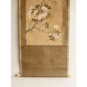 湖南画 桜図 絹本掛軸　Z540 